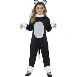 Fantasia Infantil Gato Preto e Branco Halloween Carnaval