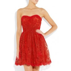 Vestido Curto Renda Vermelho Tomara que Caia