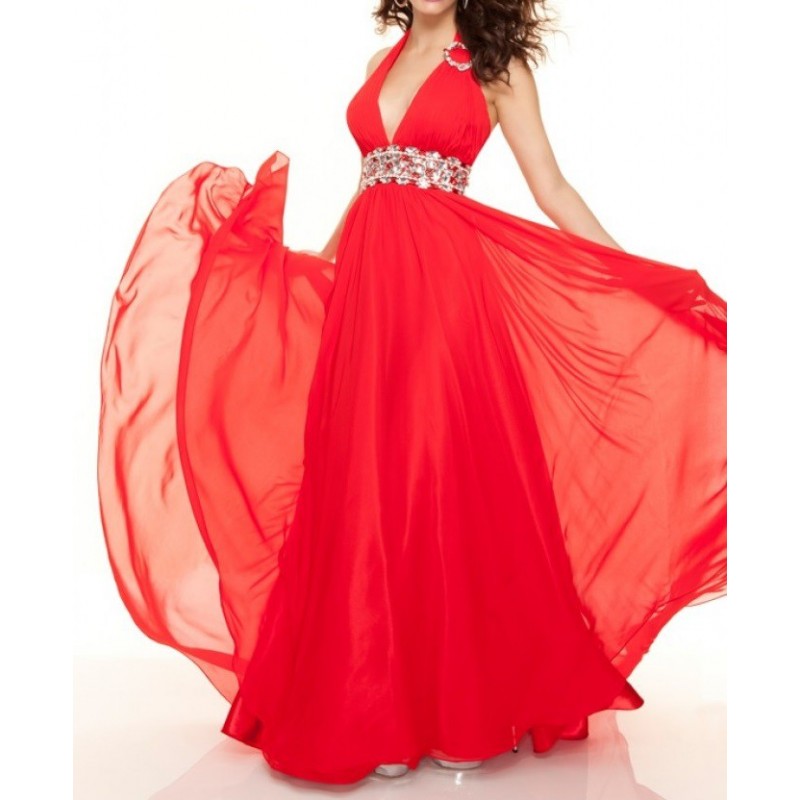 Vestido Longo Festa Chiffon Vermelho