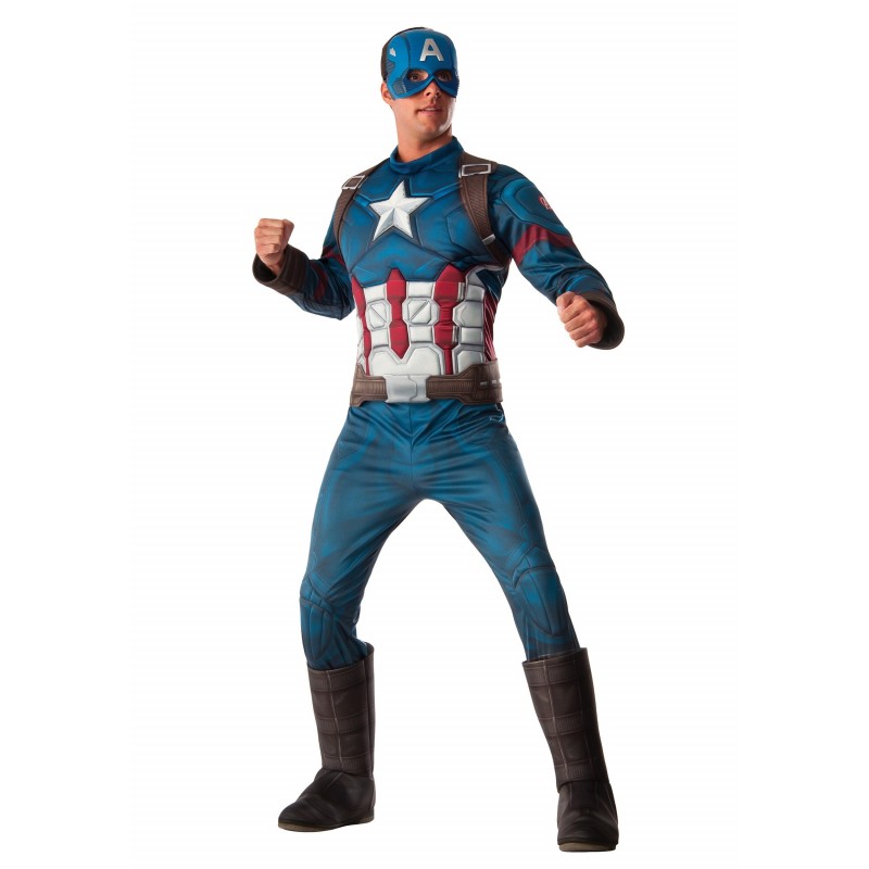 Fantasia Masculina Capitão América Guerra Civil Halloween Cosplay