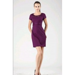 Vestido Casual Curto Roxo Manga