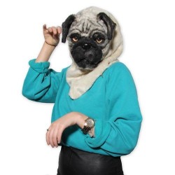 Fantasia Adulto Máscara Pug Cachorro Carnaval Halloween