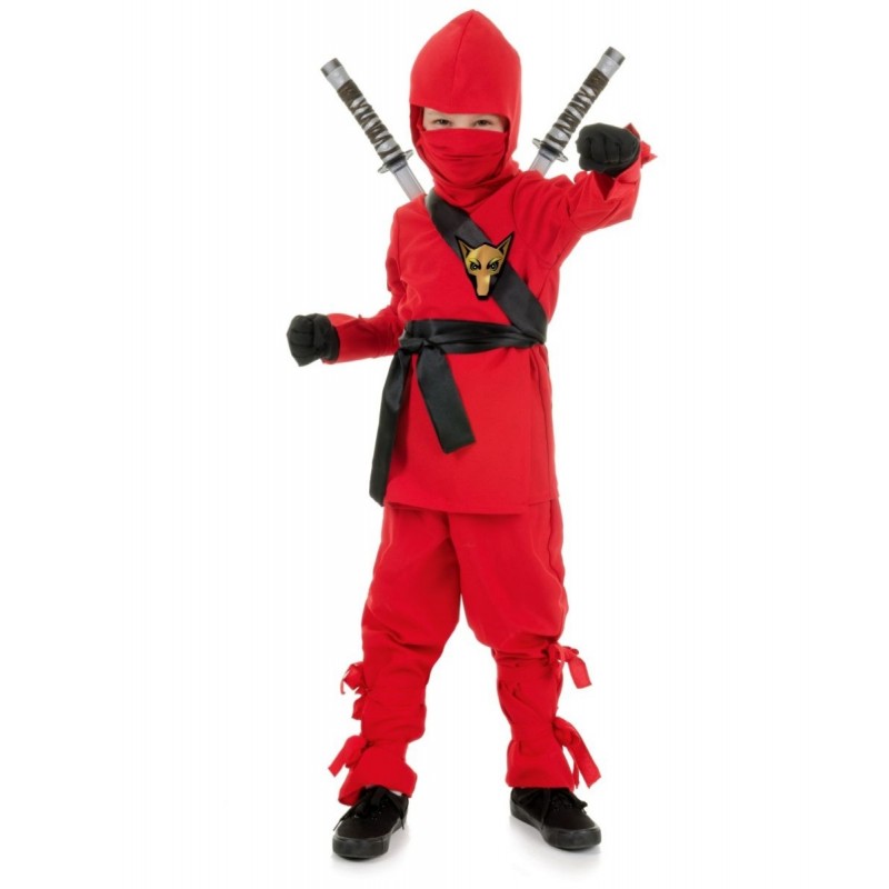 Fantasia Infantil Ninja Vermelho Halloween Carnaval