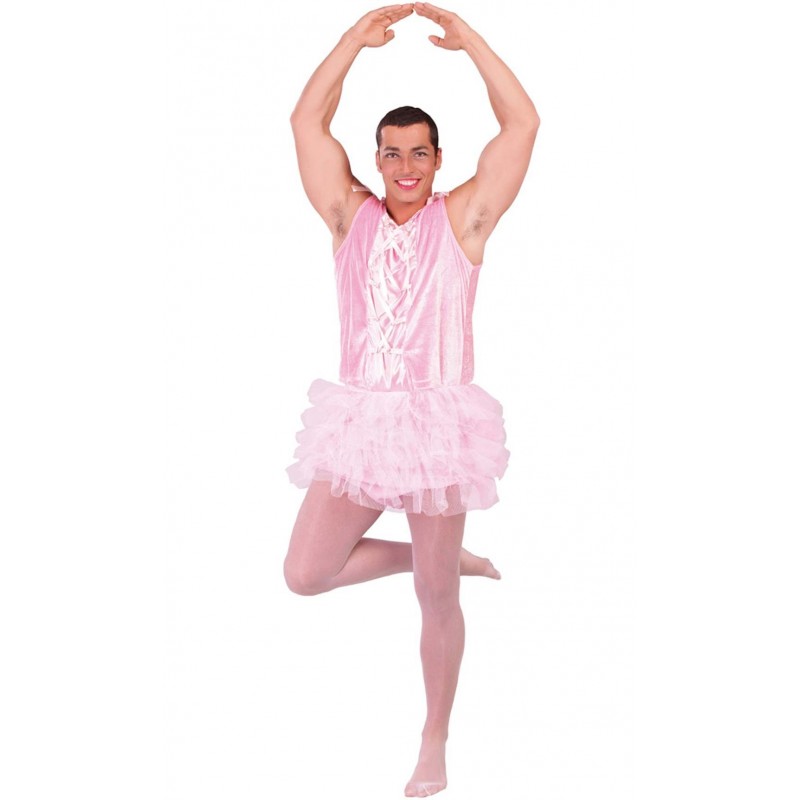 Fantasia Divertida Adulto Masculina Bailarina Rosa Halloween Carnaval