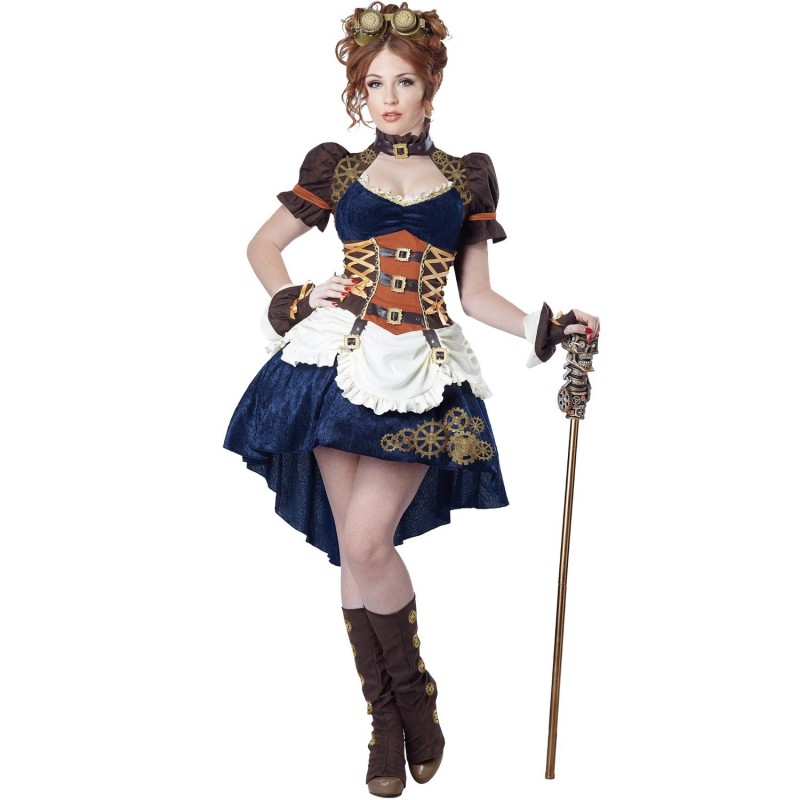 Fantasia Feminina Steampunk Vestido Vitoriano Cosplay Halloween