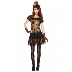 Fantasia Feminina Esquele Steampunk Halloween Carnaval Cosplay