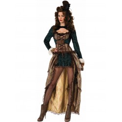 Fantasia Feminina Madame Steampunk Luxo Halloween Carnaval Cosplay