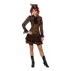 Fantasia Feminina Garota Steampunk Halloween Cosplay Carnaval