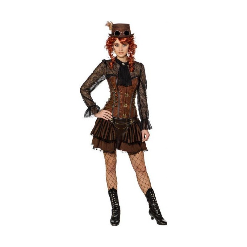 Fantasia Feminina Garota Steampunk Halloween Cosplay Carnaval