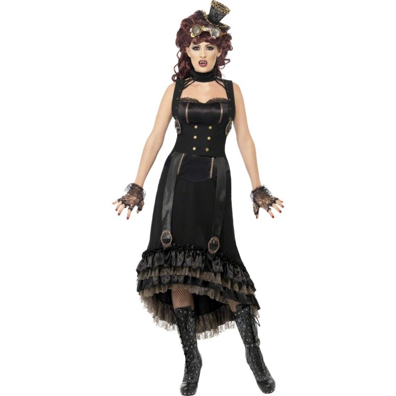 Fantasia Feminina Vampira Steampunk Cosplay Halloween Carnaval