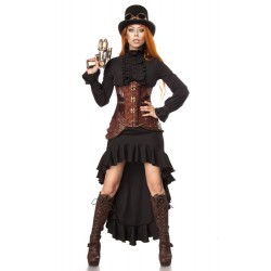 Fantasia Feminina Mulher Steampunk Cosplay Halloween Carnaval