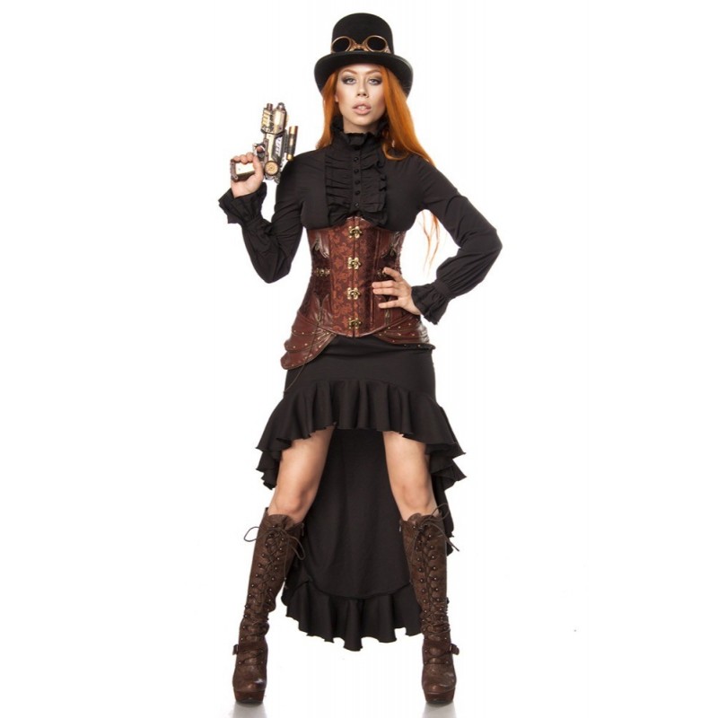 Fantasia Feminina Mulher Steampunk Cosplay Halloween Carnaval