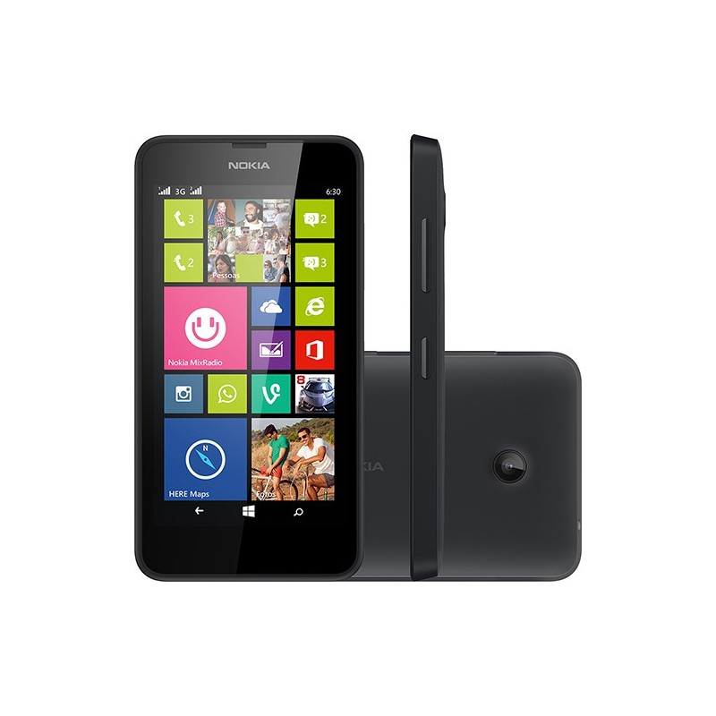 Smartphone Nokia Lumia 630 Dual Chip Preto Windows 8.1 3G 5MP 8GB GPS TV Digital