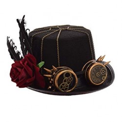 Chapéu Steampunk Feminino Preto Fantasia Cosplay Halloween Carnaval