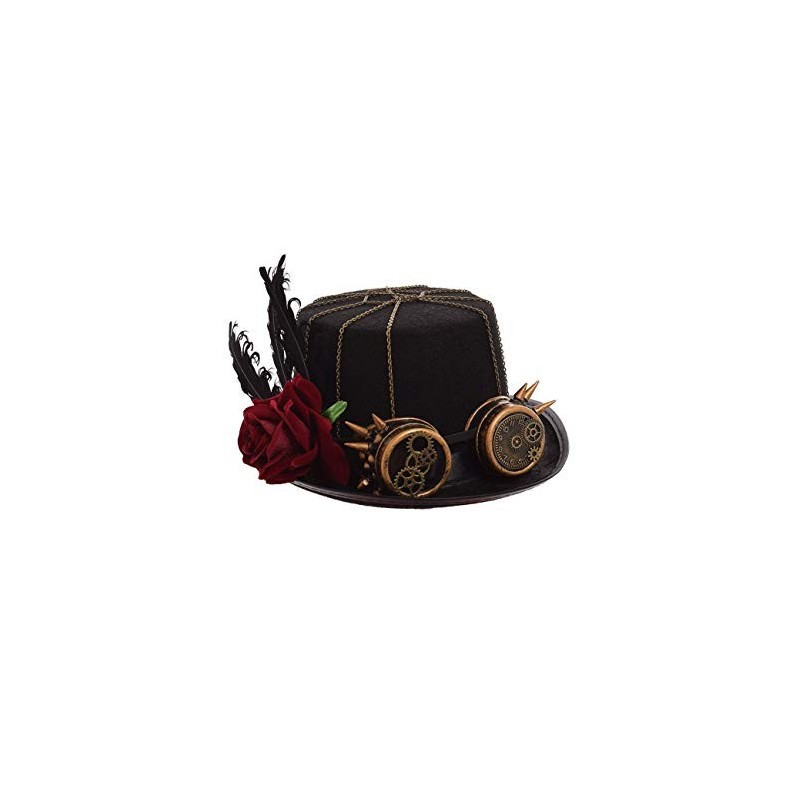 Chapéu Steampunk Feminino Preto Fantasia Cosplay Halloween Carnaval