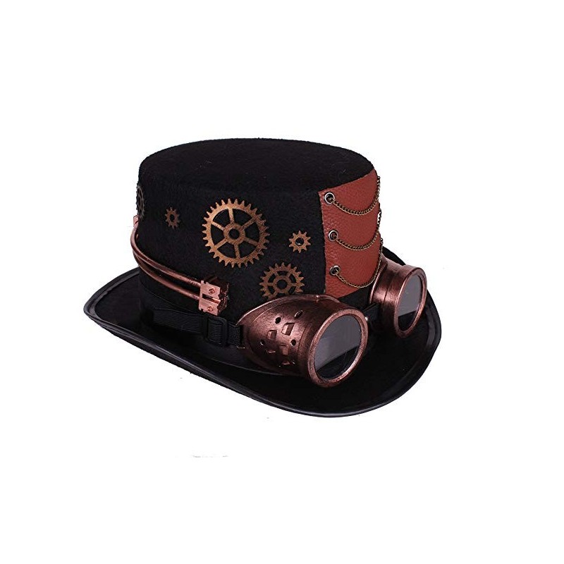 Chapéu Steampunk Feminino Preto e Vermelho Fantasia Cosplay Halloween Carnaval 