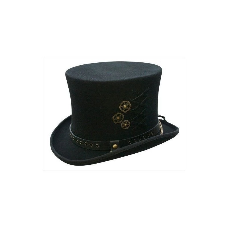 Chapéu Steampunk Preto Engrenagens Top Hat Masculino Cosplay Halloween 