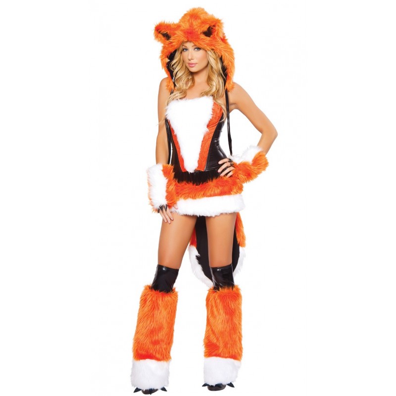 Fantasia Adulto Feminina Raposa Laranjada Sexy Fox Halloween Carnaval
