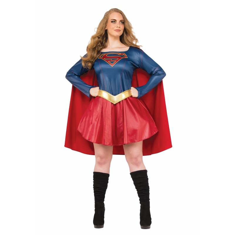 Fantasia Feminina Supergirl Plus Size Heroína Halloween Carnaval Dia das Bruxas