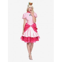 Fantasia Adulto Feminina Princesa Peach Super Mario Halloween Carnaval Dia Das Bruxas