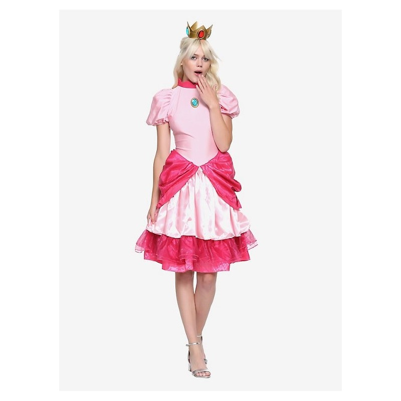 Fantasia Adulto Feminina Princesa Peach Super Mario Halloween Carnaval Dia Das Bruxas