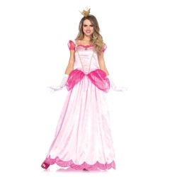 Fantasia Feminina Adulto Princesa Peach Super Mario Halloween Dia Das Bruxas Carnaval
