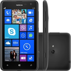 Smartphone Nokia Lumia 625 Preto Dual Core 1.2GHz Tela 4.7" Windows Phone 8 5MP Câmera Frontal VGA 4G Wi-Fi Bluetooth GPS