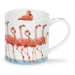 Caneca Cerâmica Flamingos Rosas Branca Decorativa