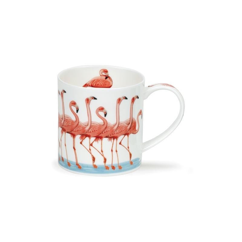 Caneca Cerâmica Flamingos Rosas Branca Decorativa