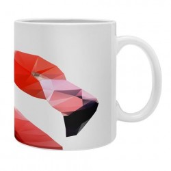 Caneca Cerâmica Flamingo Origami Branca Decorativa