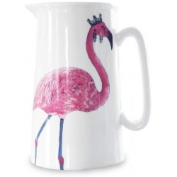 Jarra Cerâmica 1L Flamingo Rosa Branca Decorativa