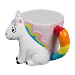 Caneca Cerâmica Formato Unicórnio Bebê Branca Decorativa