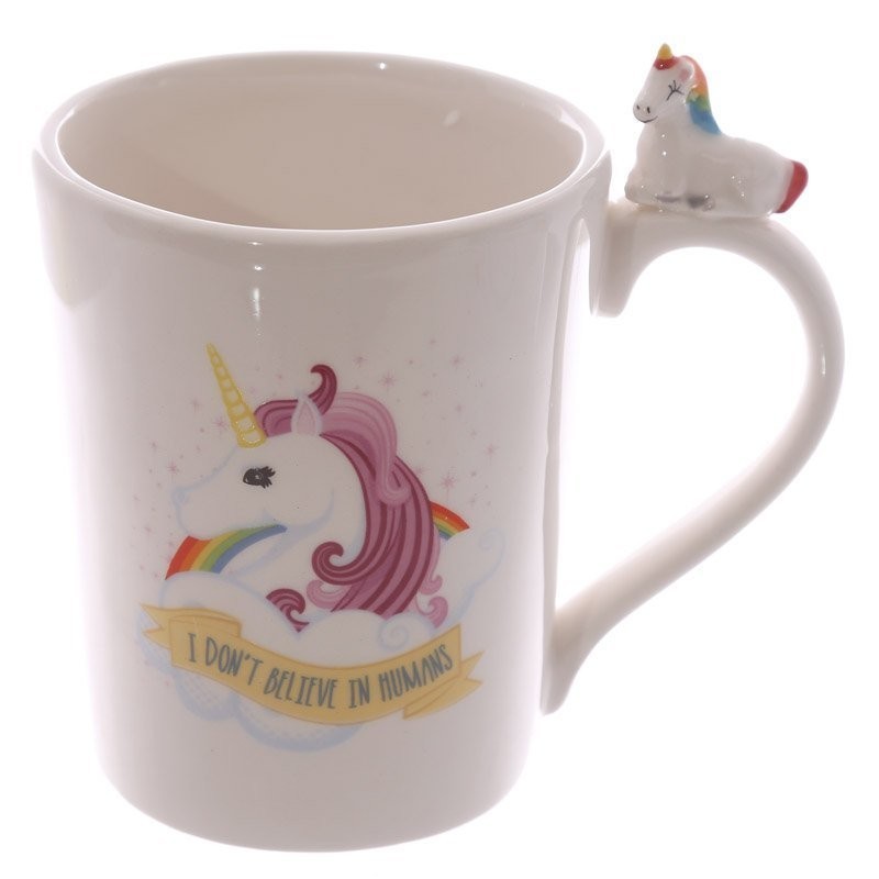 Caneca Cerâmica Mini Unicórnio na Alça Decorativa Presente