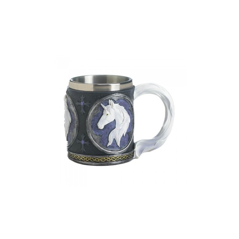 Caneca de Metálica Unicórnio Branco Vintage Presente Decorativa