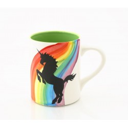 Caneca Cerâmica Desenho de Unicórnio Arco-Íris Presente Decorativa