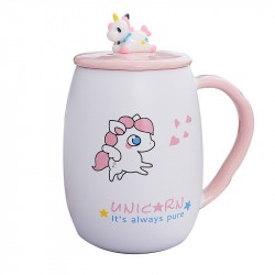 Caneca Porcelana Flamingo Com Tampa Decorativa