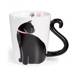 Caneca Porcelana Gato Preto Decorativa Cat Lovers Presente