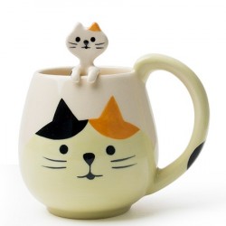 Caneca Cerâmica com Gatinho CatLovers Decorativa Café Chá