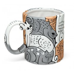 Caneca Cerâmica Gatos em Relevo Café Chá Decorativa Cat Lovers