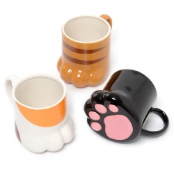 Kit 3 Mini Canecas Cerâmica Patinha de Gato em Relevo Café Chá Decorativa Cat Lovers