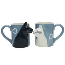 Kit 2 Canecas Gatos Preto e Branco Cat Lovers Presente