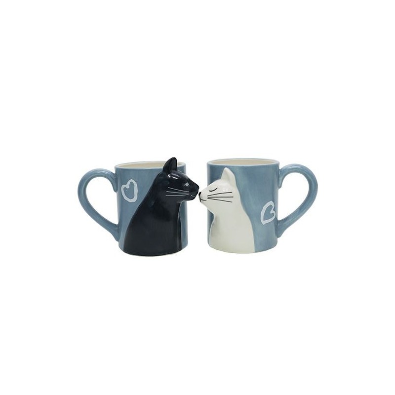 Kit 2 Canecas Gatos Preto e Branco Cat Lovers Presente