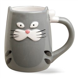 Caneca Cerâmica Gato Cinza Cat Lovers Presente