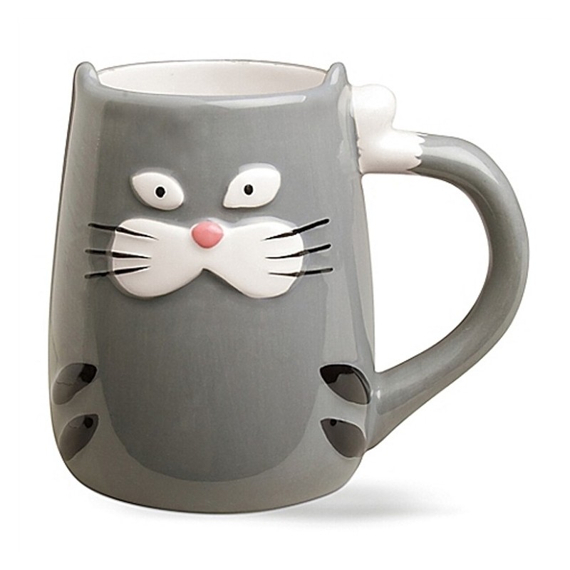 Caneca Cerâmica Gato Cinza Cat Lovers Presente