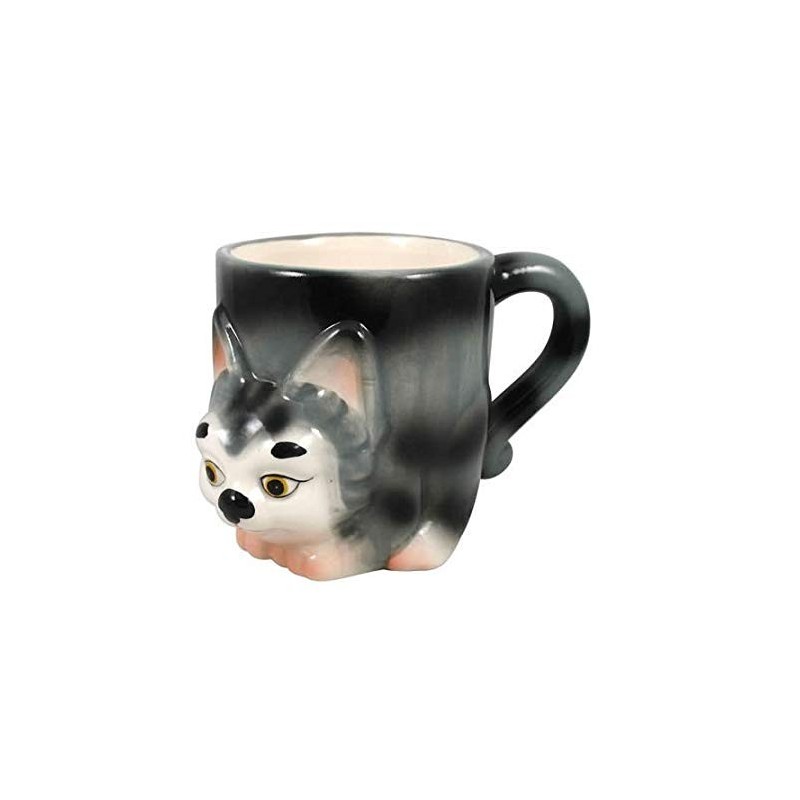 Caneca Cerâmica Gatinho Cinza Alto Relevo Decorativa Cat Lovers