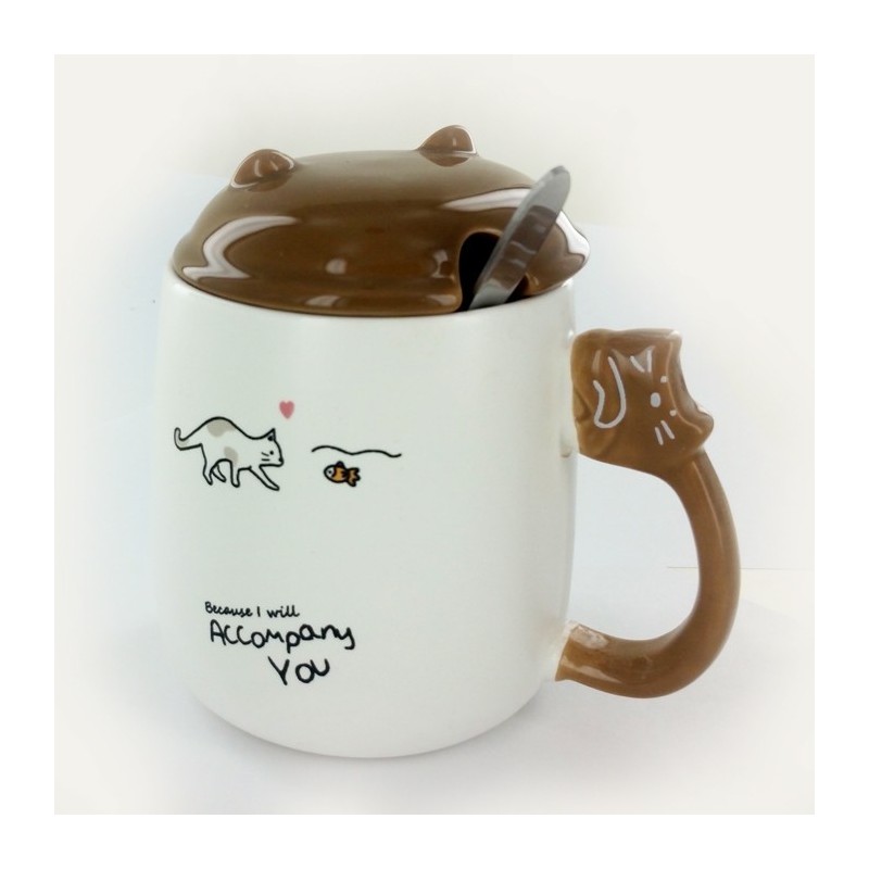 Caneca Cerâmica com Tampa Gato Cat Lovers