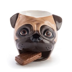 Caneca Cerâmica Pug Alto Relevo Presente 