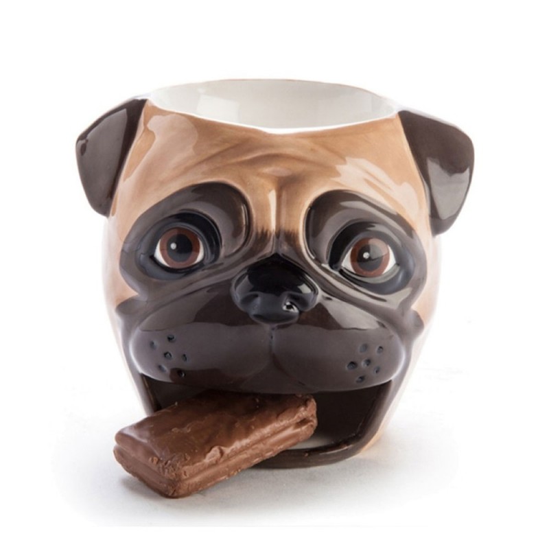 Caneca Cerâmica Pug Alto Relevo Presente 