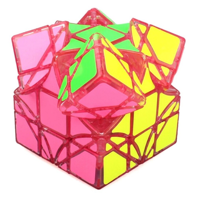 Cubo Mágico Irregular Base Rosa Transparente Desafio QI Geek