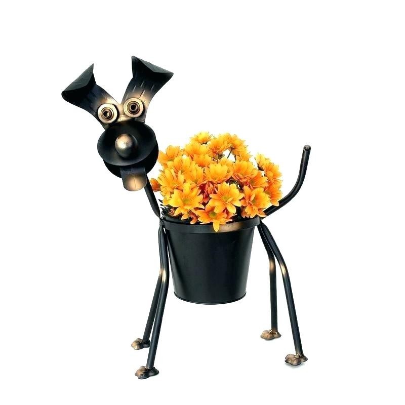 Vaso para Plantas Suculentas ou Cactus Metálico Cachorro Preto